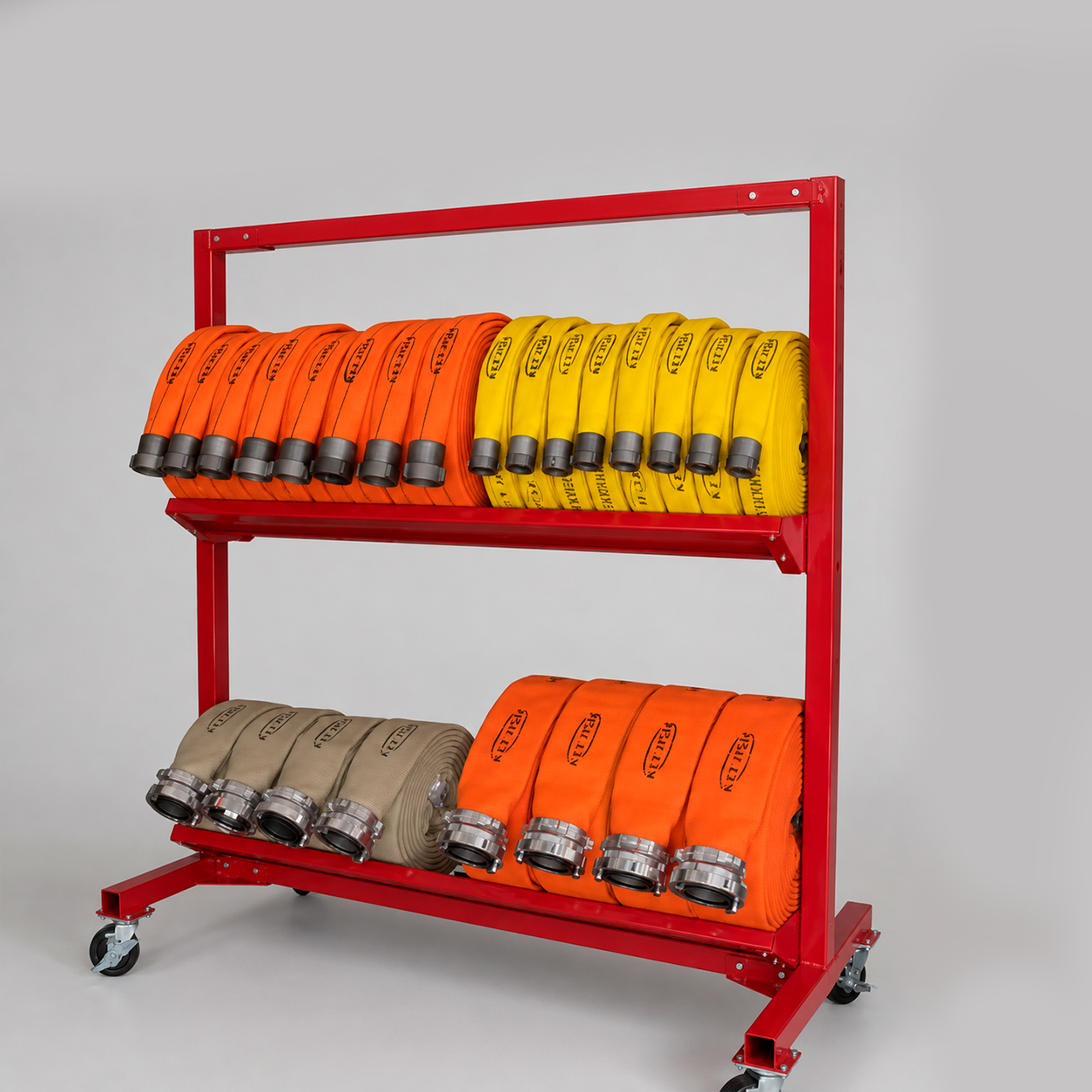Rack móvil organizador de mangueras contra incendios