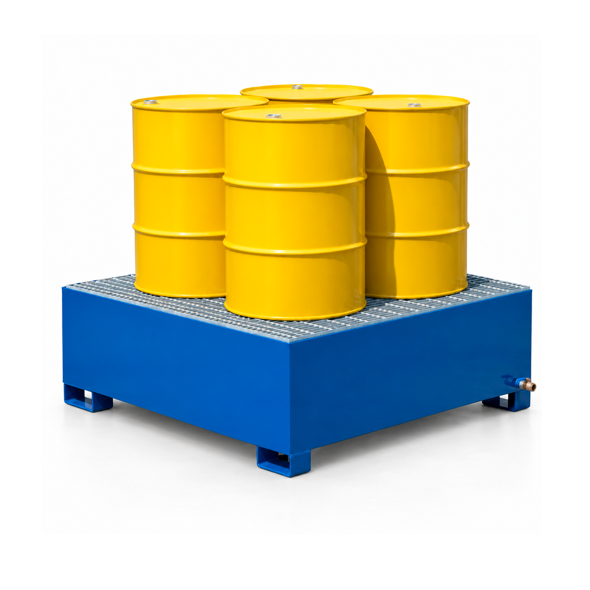 Pallet antiderrame compacto para cuatro tambores de 200 litros